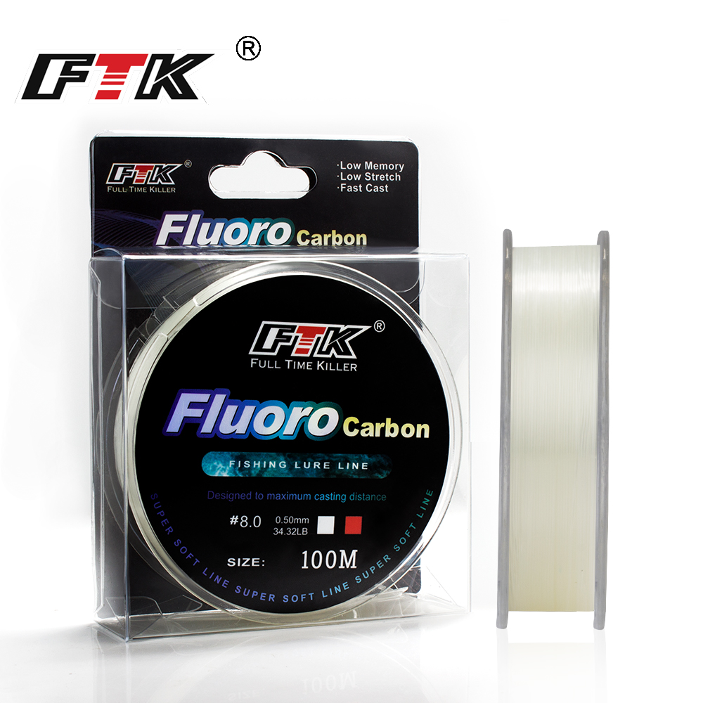 خيط صيد FTK بطول 100 متر، قوة  - مراجعة Fluorocarbon Line وسعره