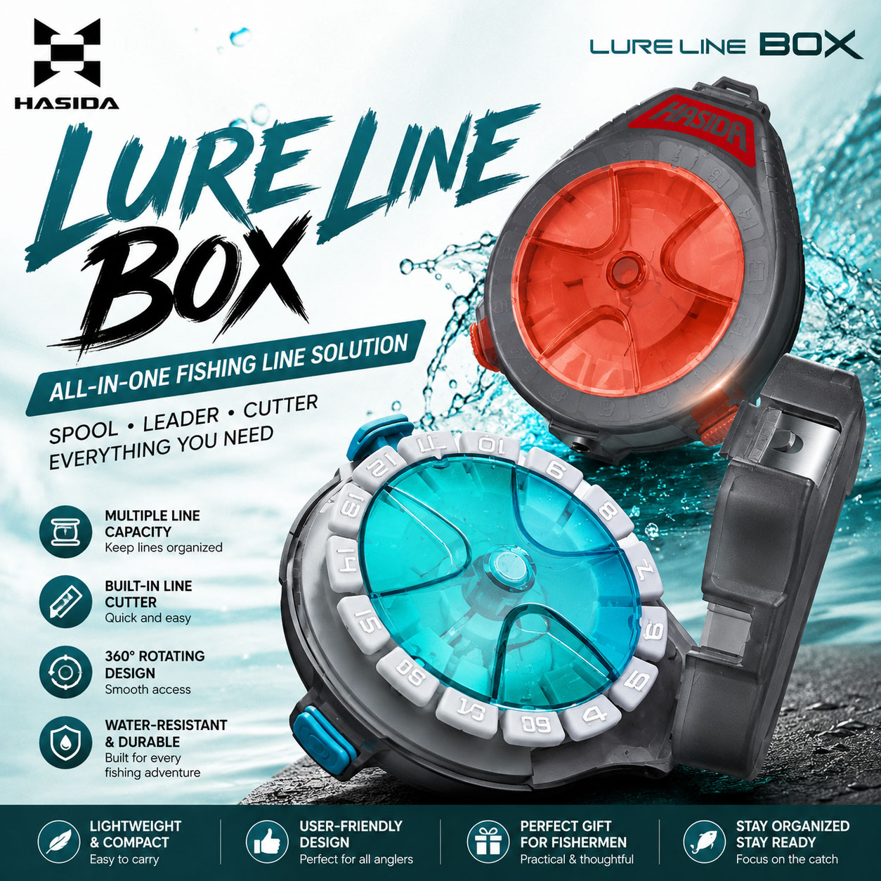 صندوق أدوات صيد HASIDA مع شفرة - مراجعة Fishing Line Box وسعره